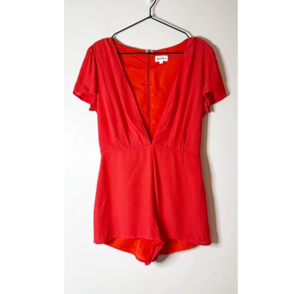 Revolve Superdown Libby Deep V Romper In Red Medi… - image 2